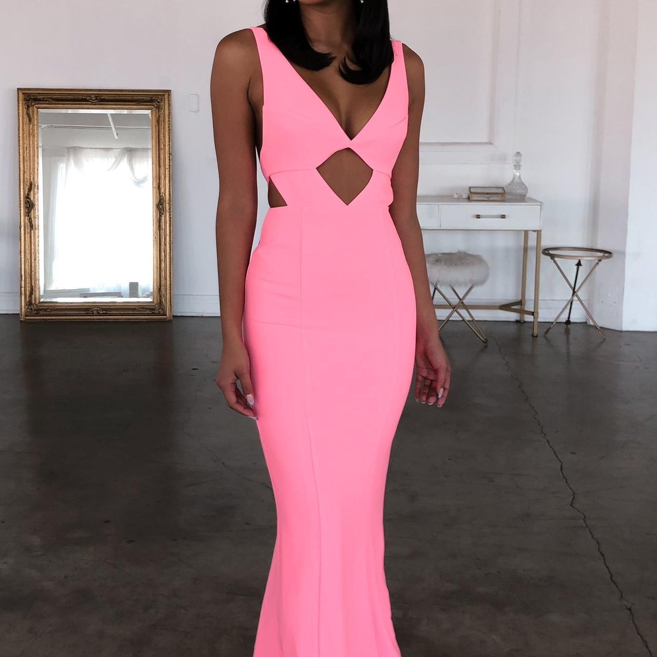 Tiger Mist Women's Orange and Pink Dress Depop