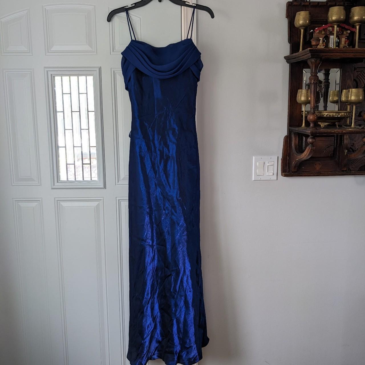 Floor length vintage evening gown with gathered... - Depop