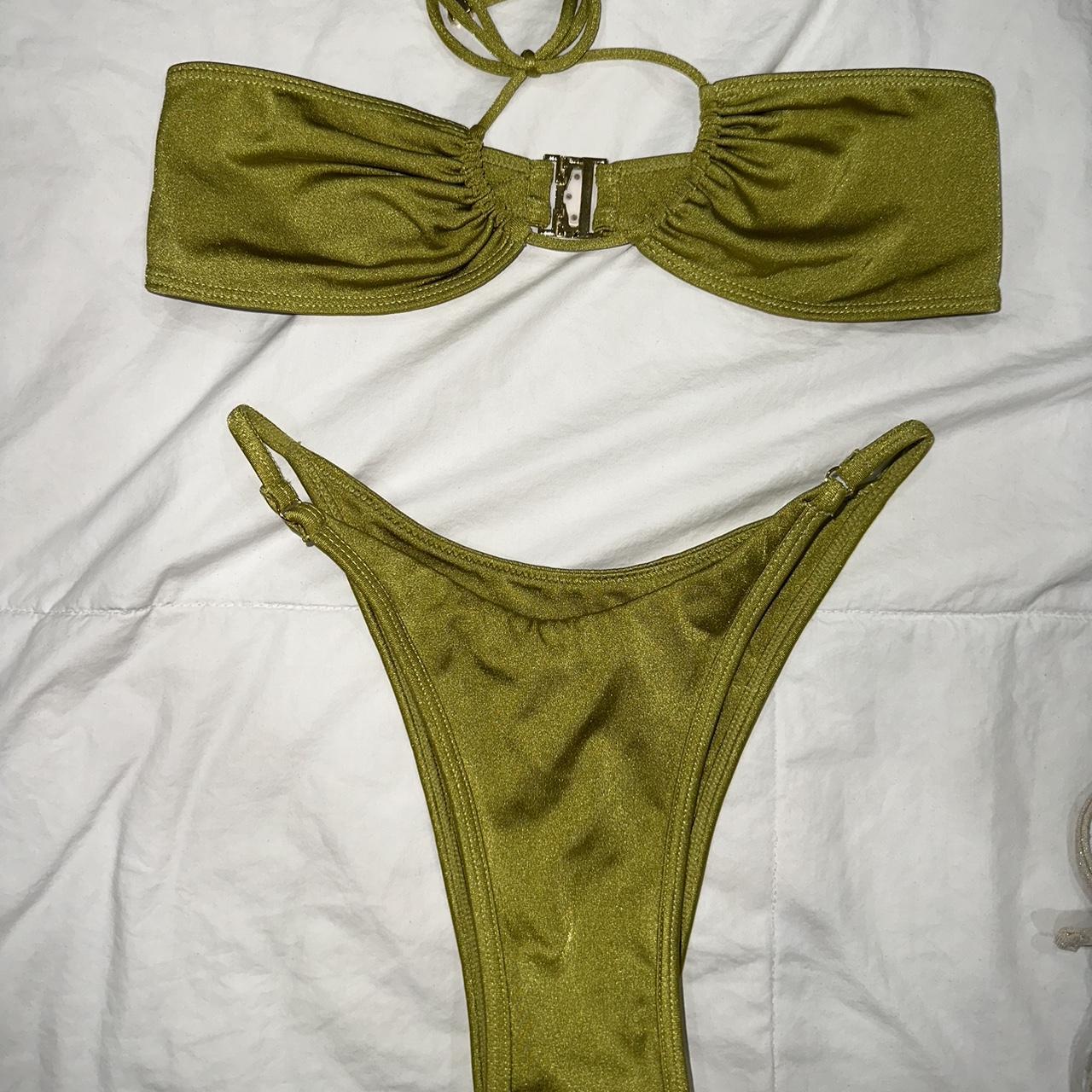 Sommer swim olive green shimmer bikini set Depop
