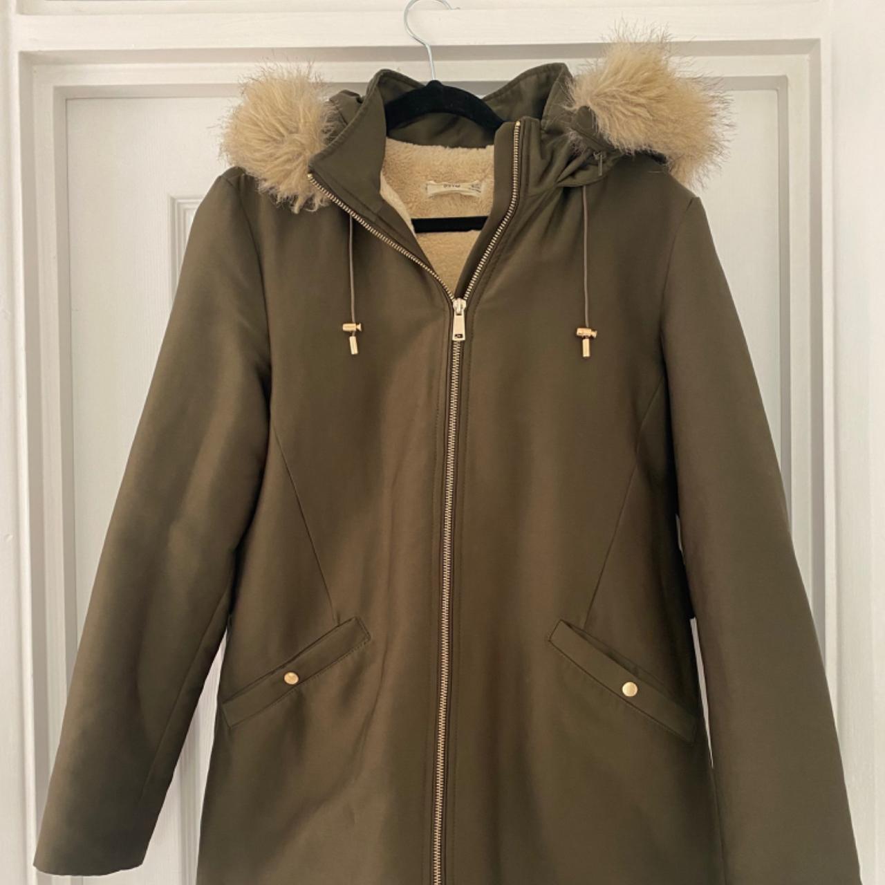 Faux Fur Damen Parka Zara Khaki Mango Parka Coat In Size S With