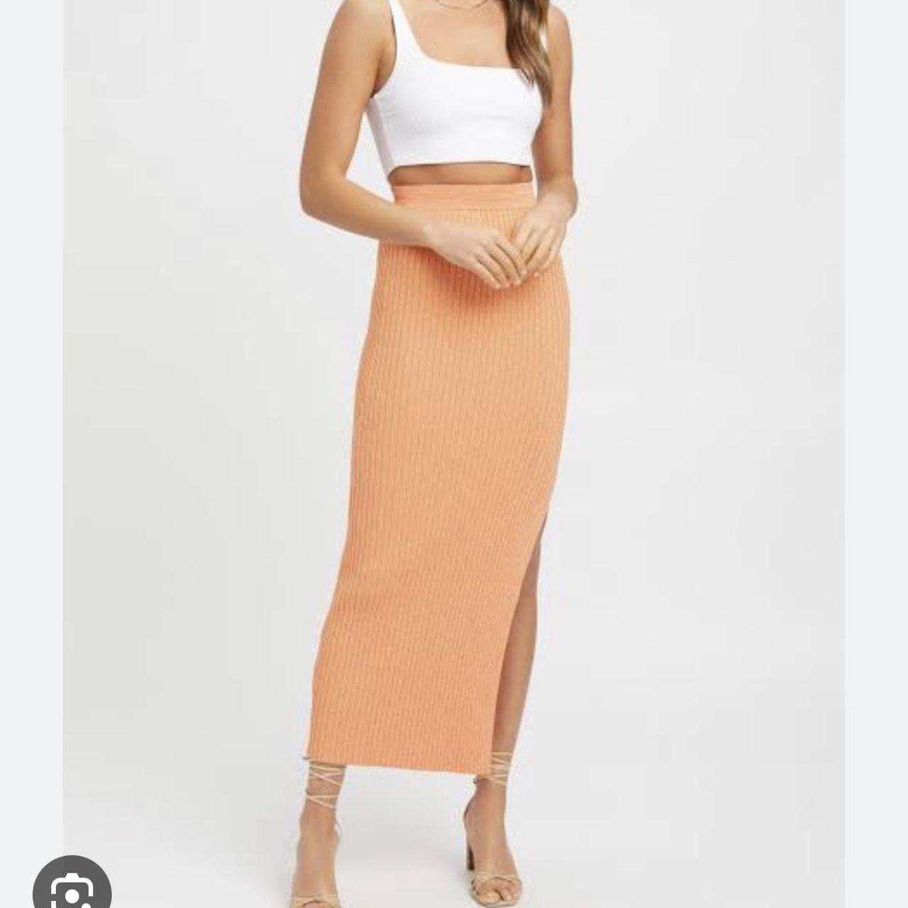 Kookai maxi knit orange skirt perfect condition,... Depop