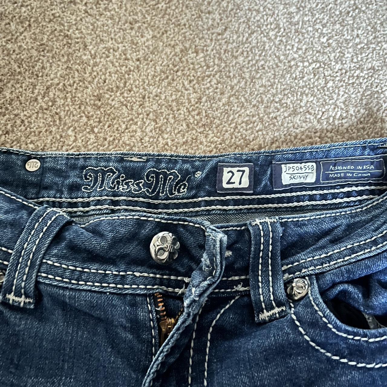 low waisted miss me jeans 27 inch waist miss me... - Depop