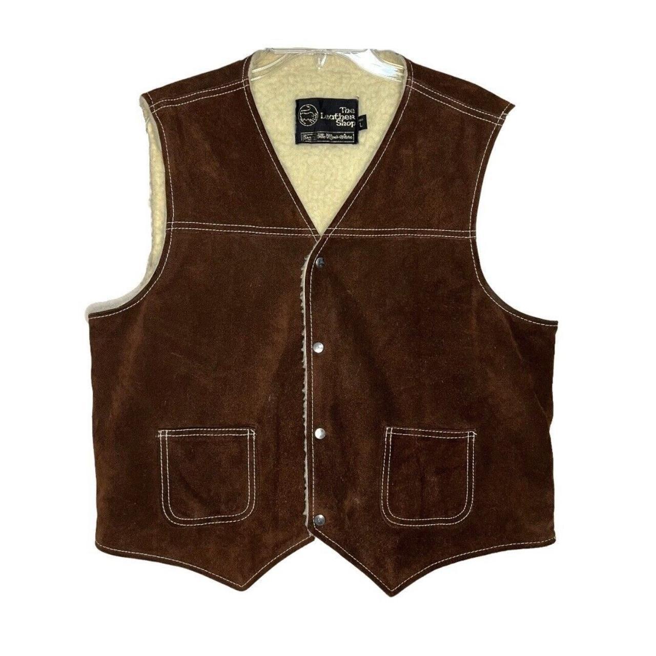 Vintage Sears The Leather Shop Vest Suede Button... - Depop