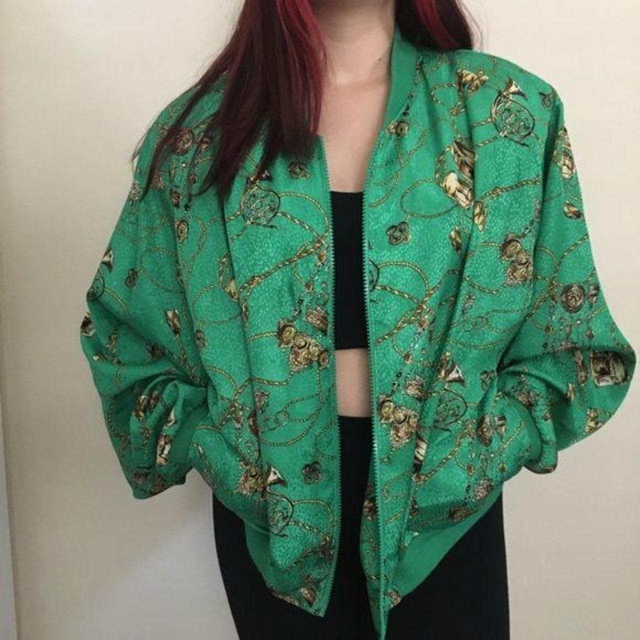 Men's Green and Gold Jacket Depop