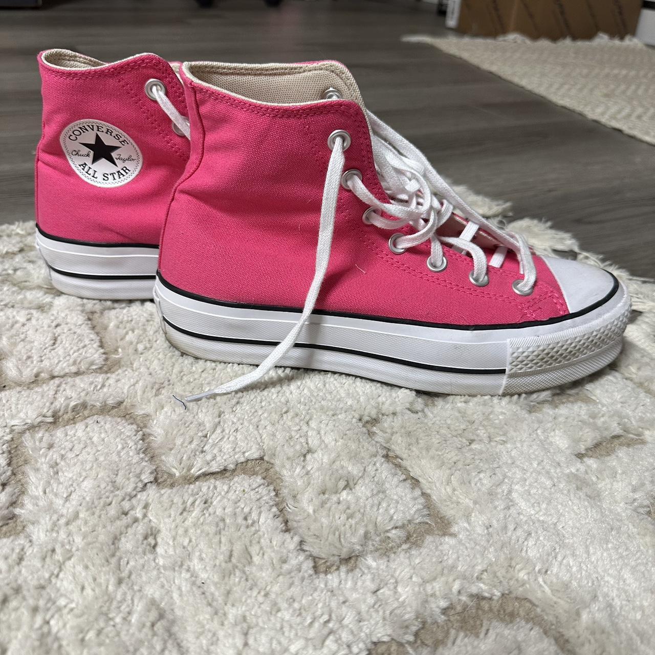 Converse Women's Pink and White Trainers | Depop