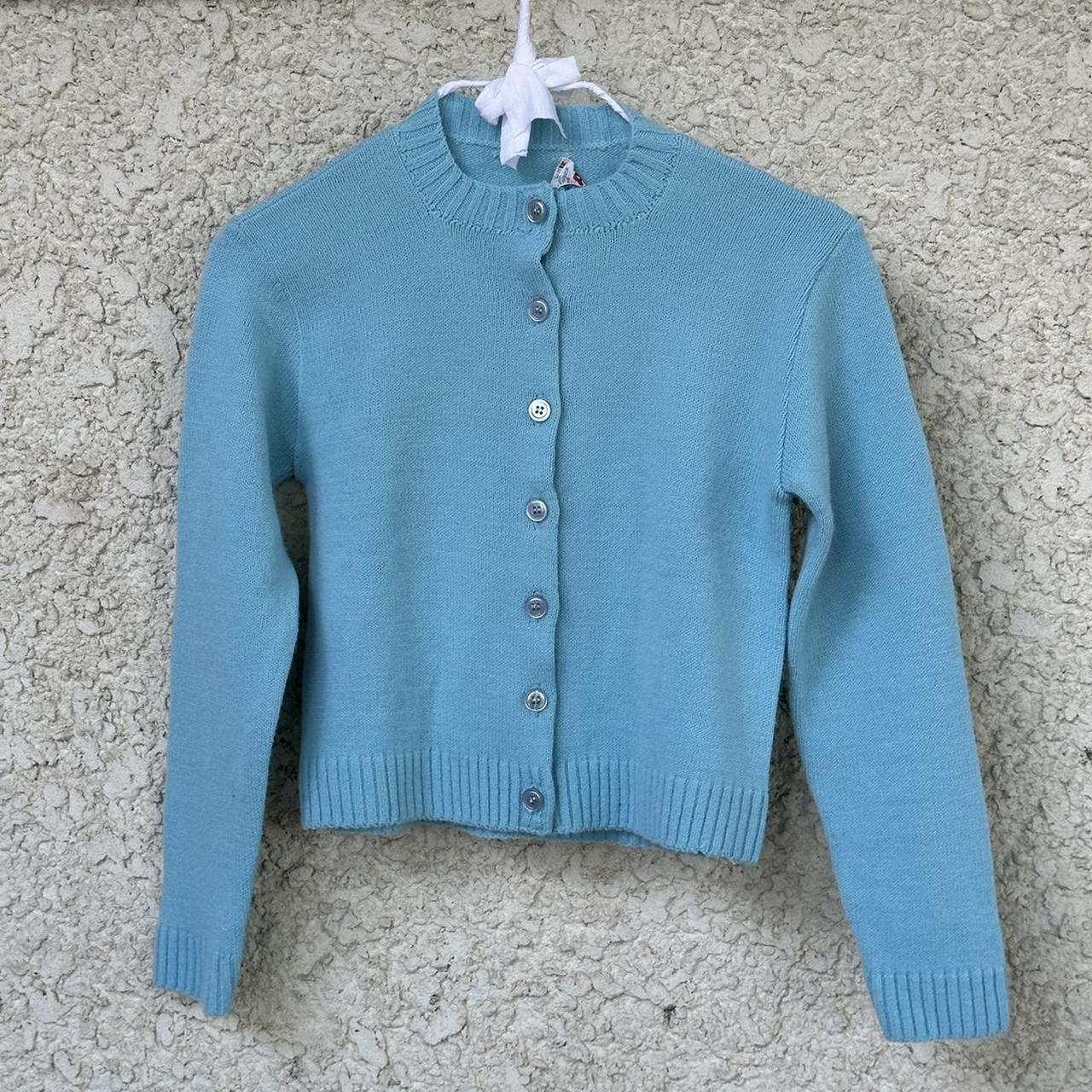 Vintage JC Penney knit blue cardigan, Similar to...