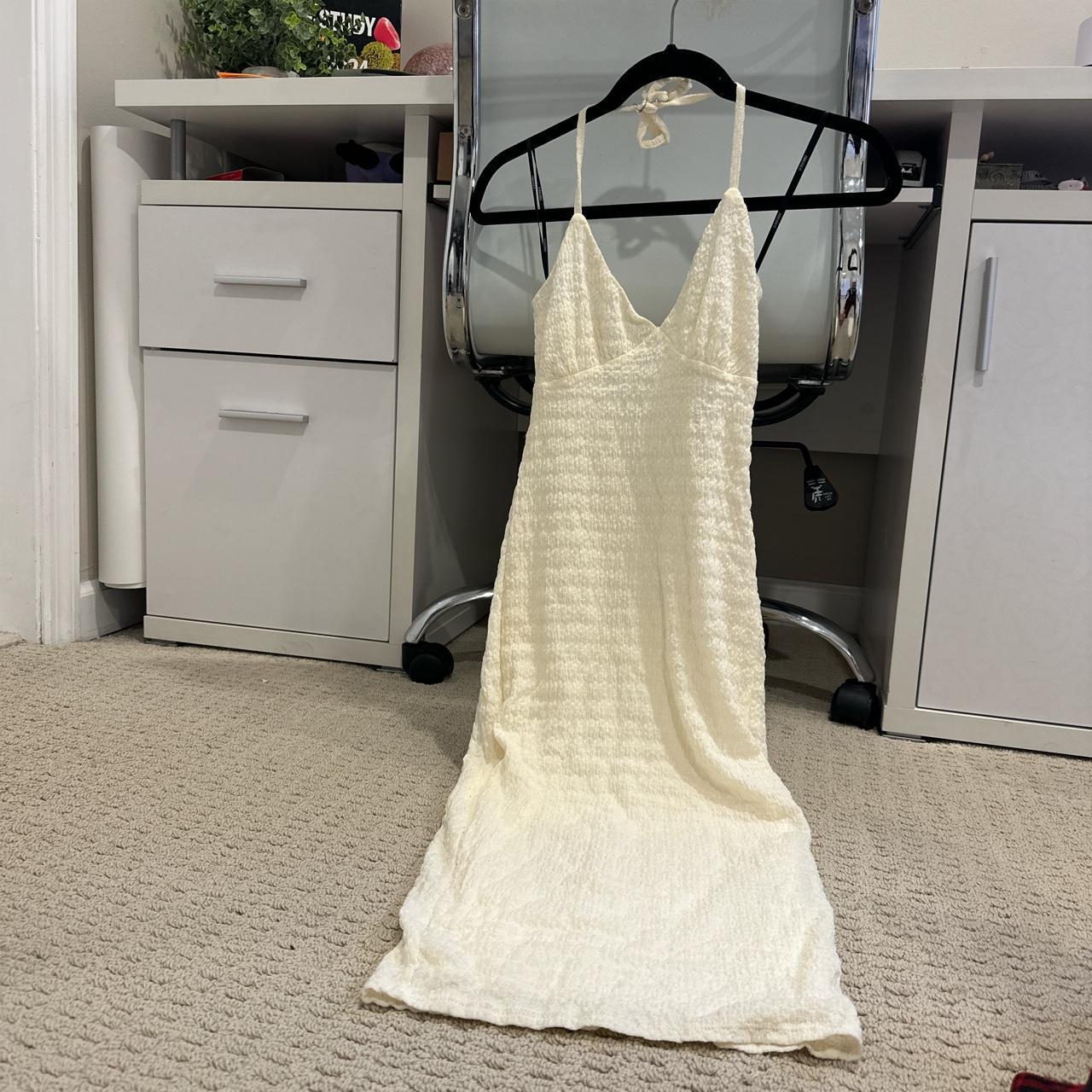 forever 21 off white cream body con dress, size