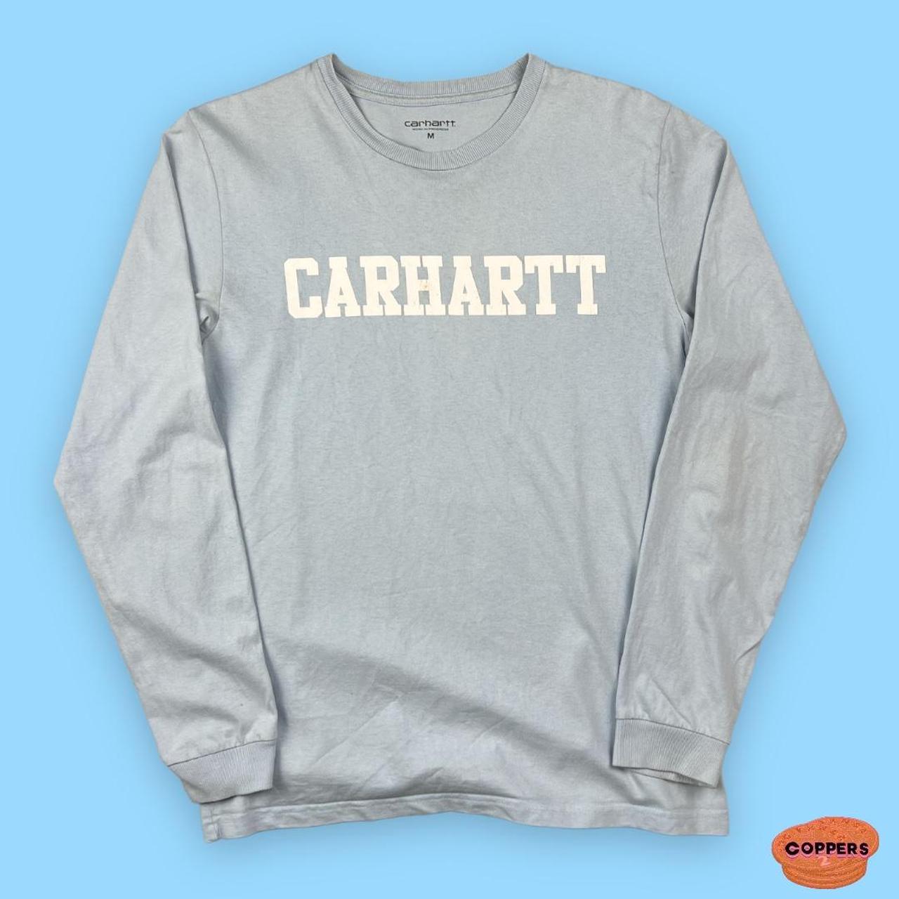Carhartt long sleeve t shirt blue mens size medium Depop