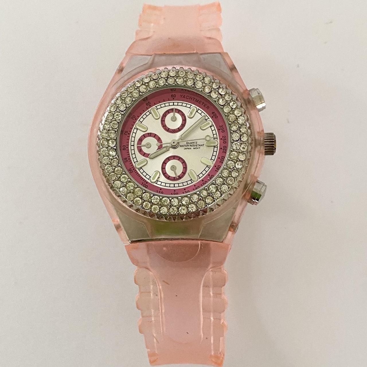 Vintage Pink Water Resistant Rubber Watch with Depop