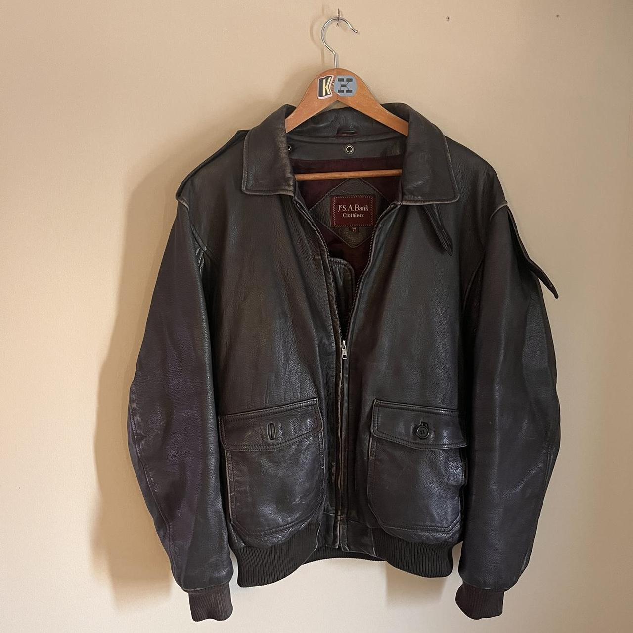 Vintage 90 s Joseph A Bank Leather Bomber Depop