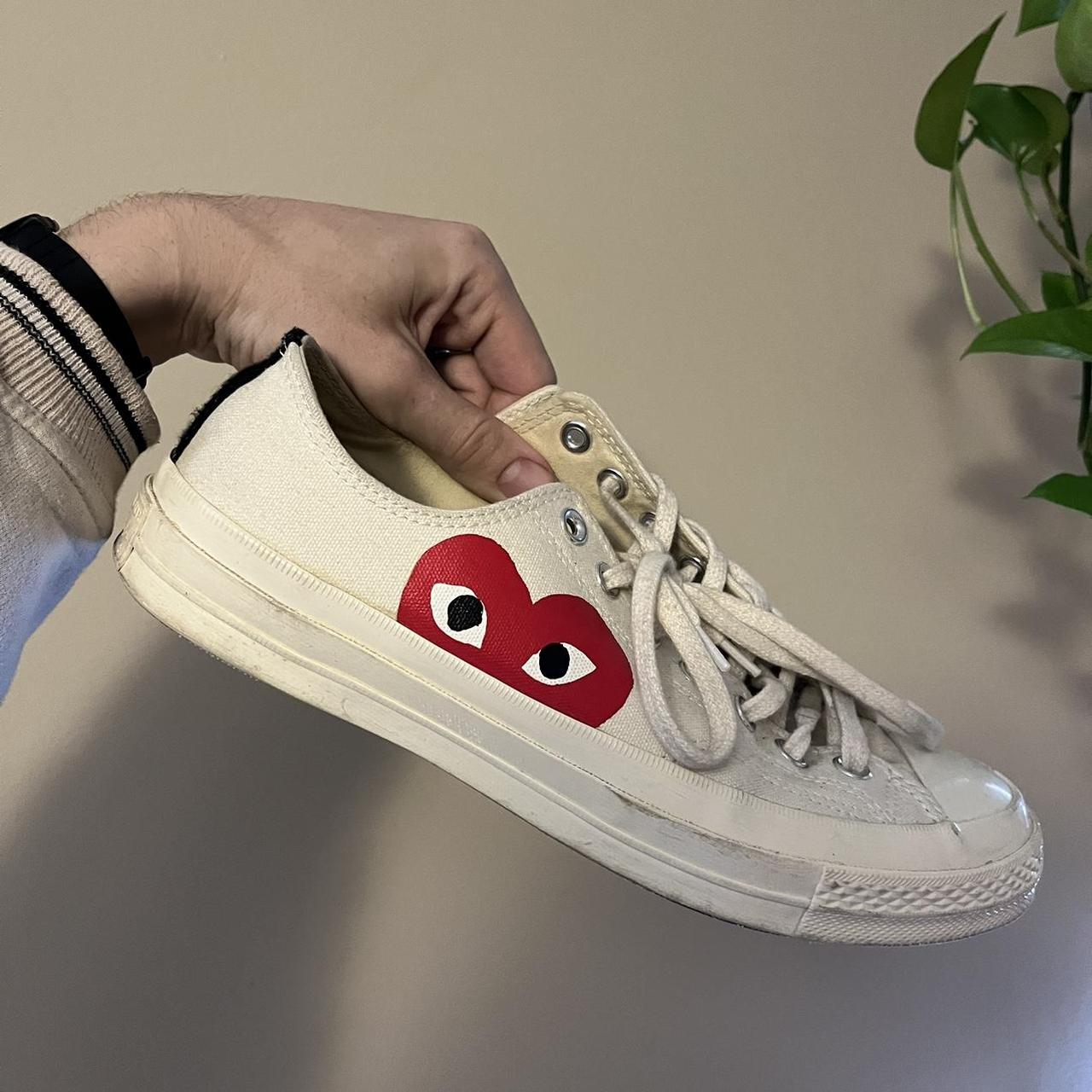 Comme des Garçons Play Men's Red and Cream Trainers