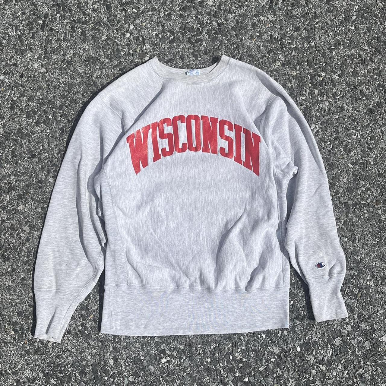 Vintage 1990's Wisconsin Champion Reverse Weave... - Depop