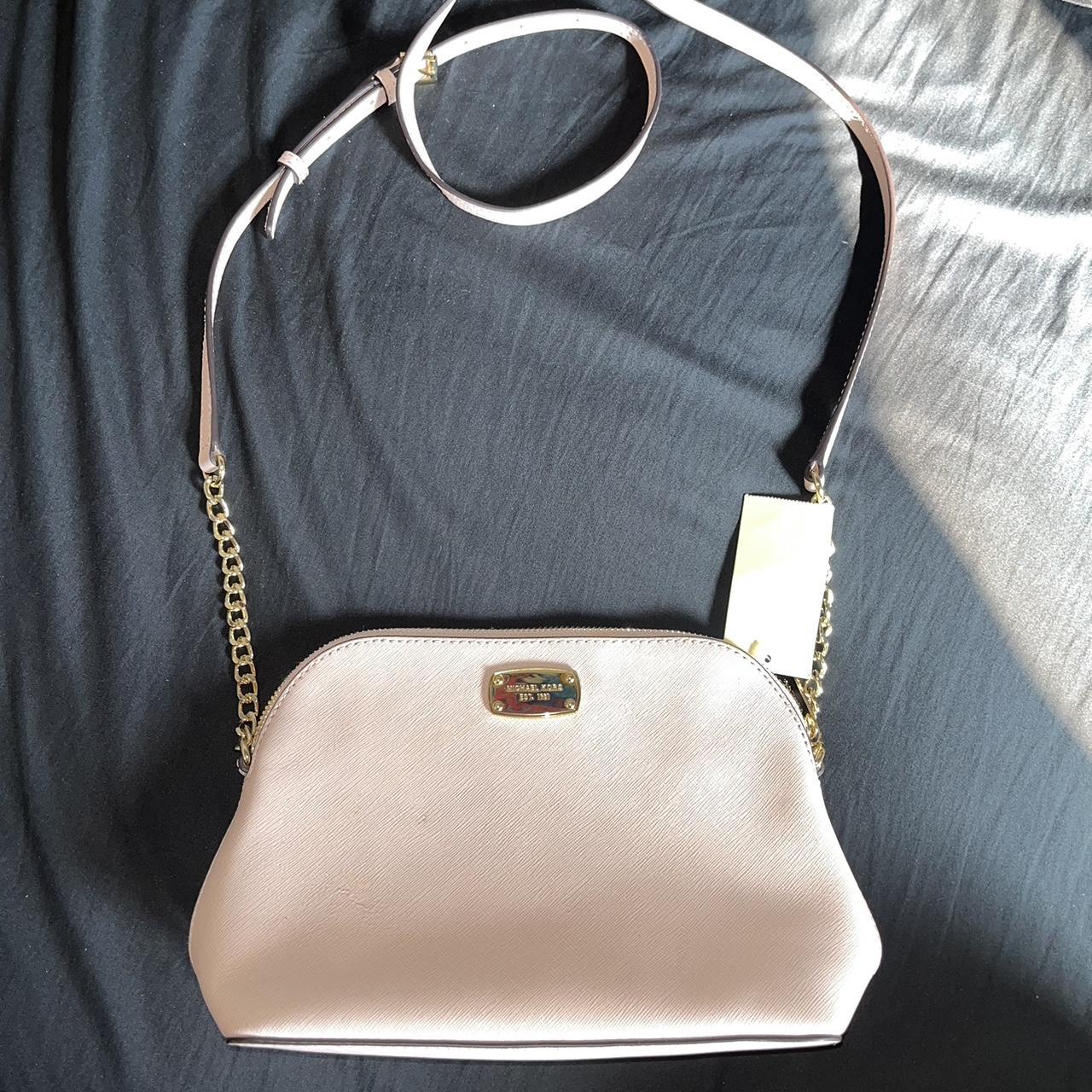 Pink and white michael kors bag used once perfect - Depop