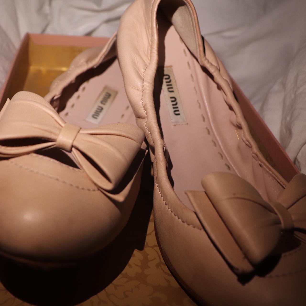 Miu Miu, Shoes, Miu Miu Pink Patent Bow Ballet Flats