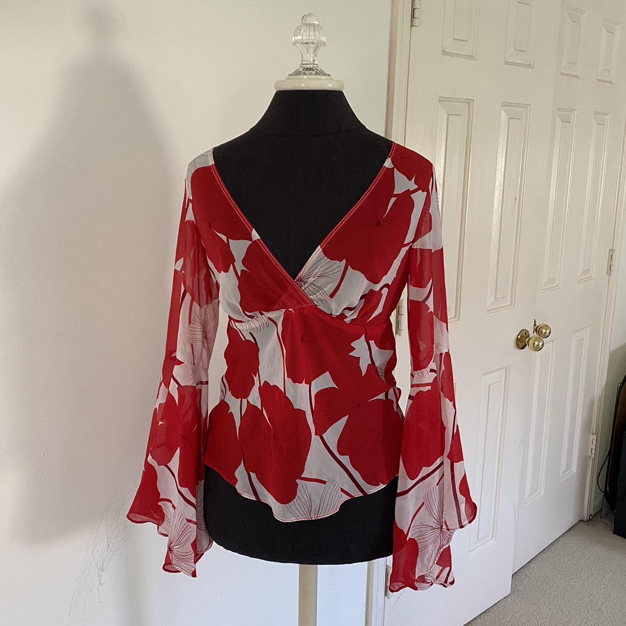 Bell Women's Red and White Shirt | Depop