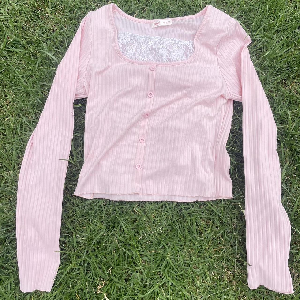 Romwe Women's Pink and White Jumper