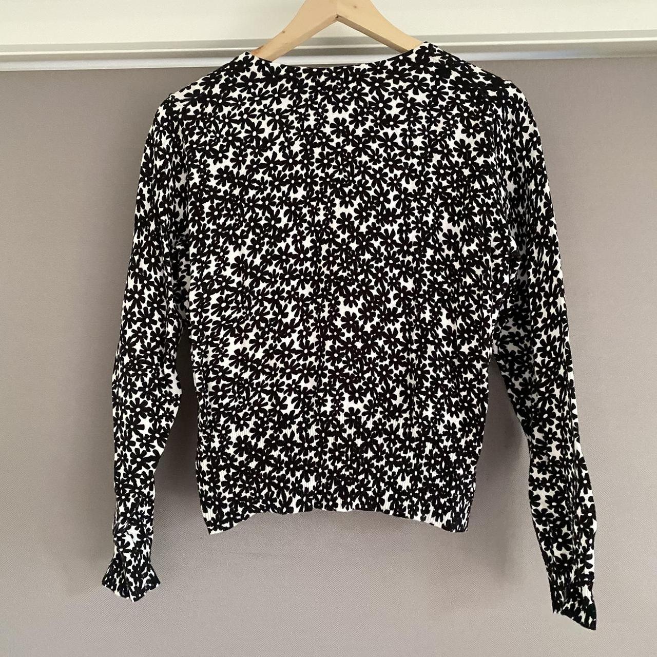 Cardigan- Black & White Flowers Cute Cardigan In - Depop