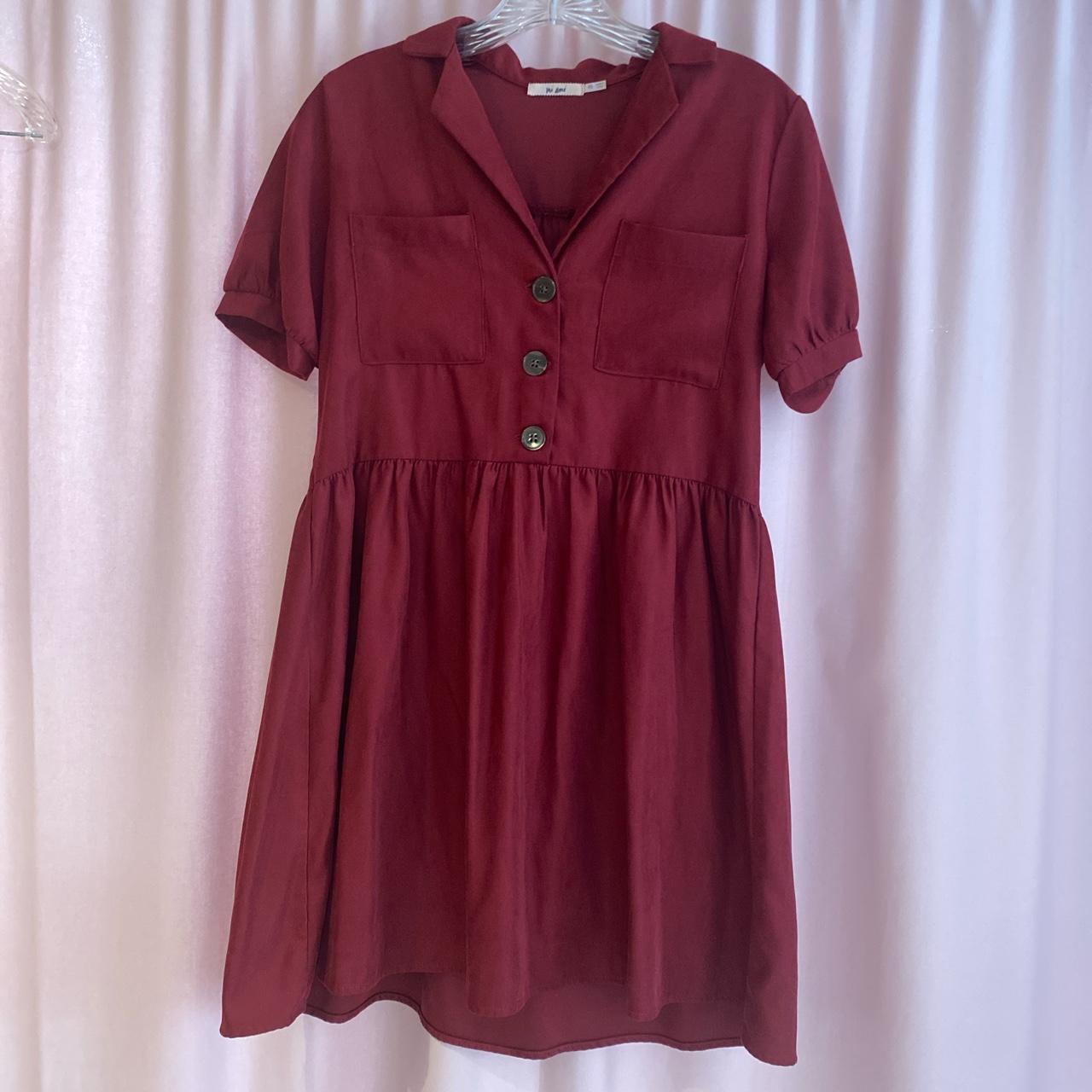 Dark red button up babydoll dress Only worn a few... Depop