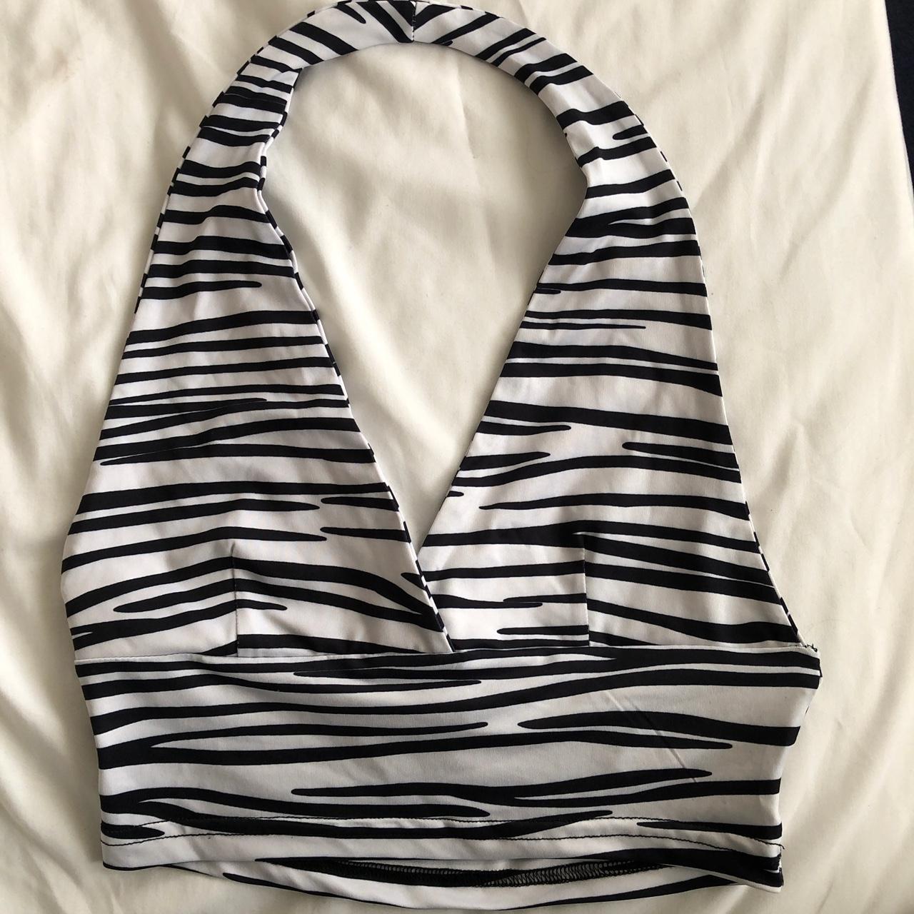 Shein zebra print halter neck top, worn couple... - Depop