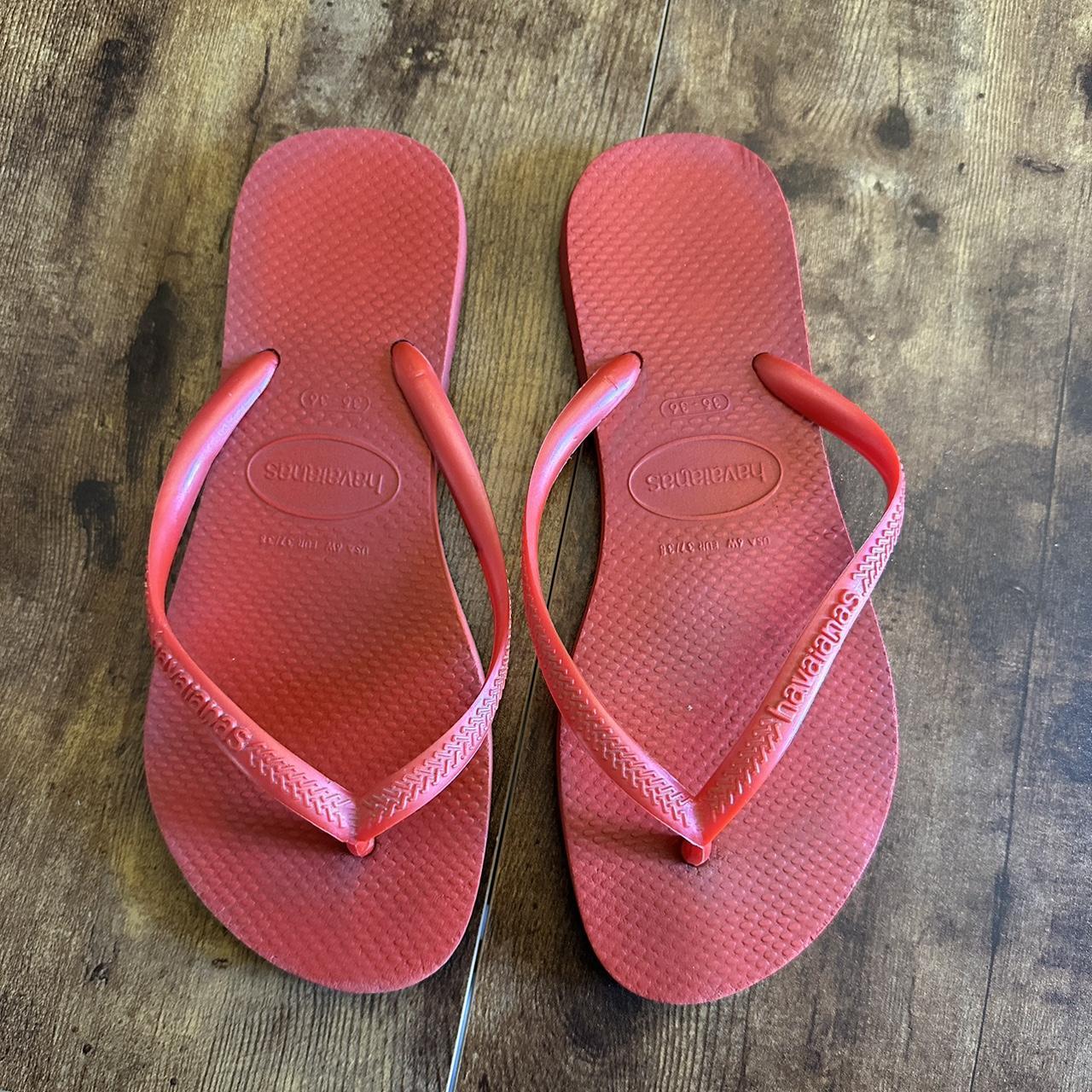 Red havaianas slim sales flip flops