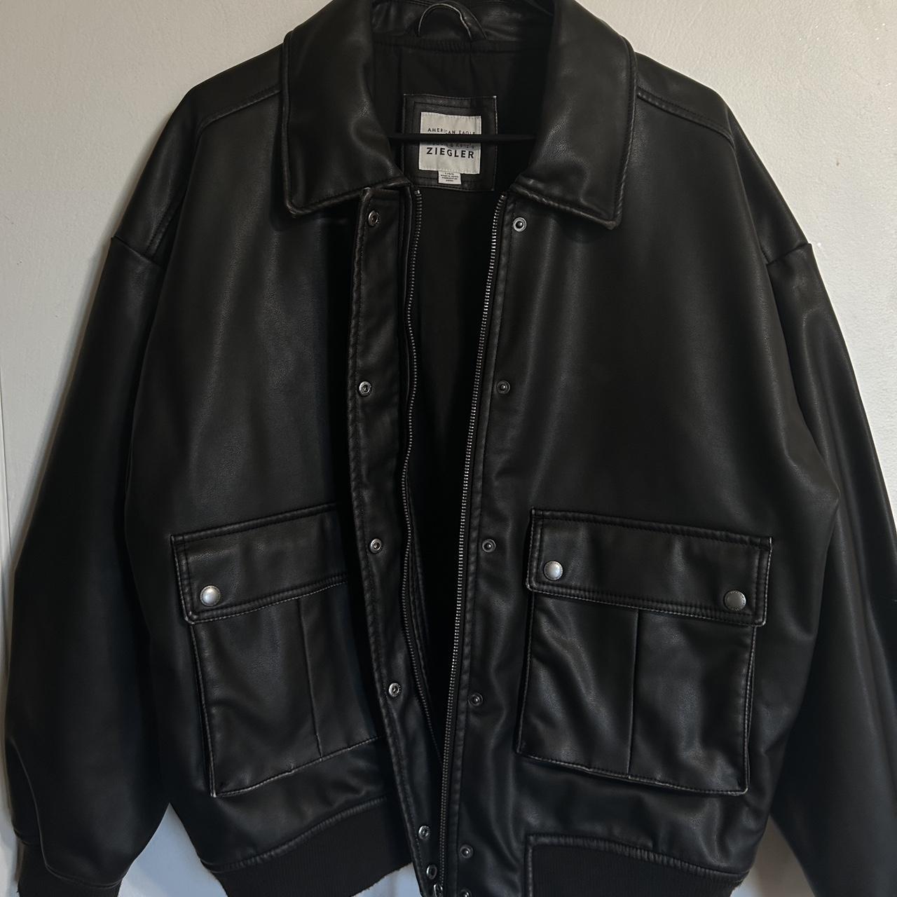 AE x Ziegler Sisters Leather Bomber Jacket Limited... - Depop