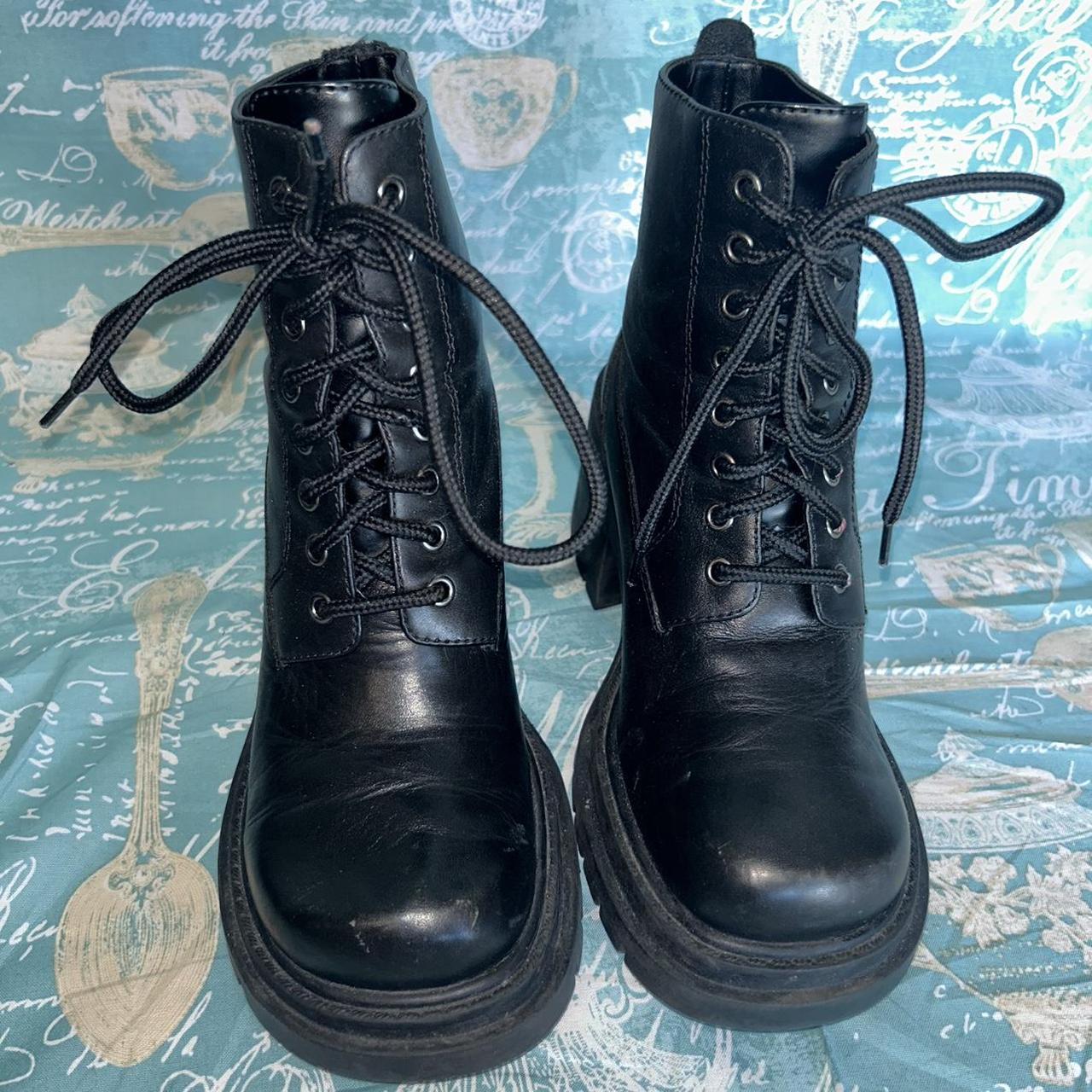 Vintage heeled combat hot sale boots