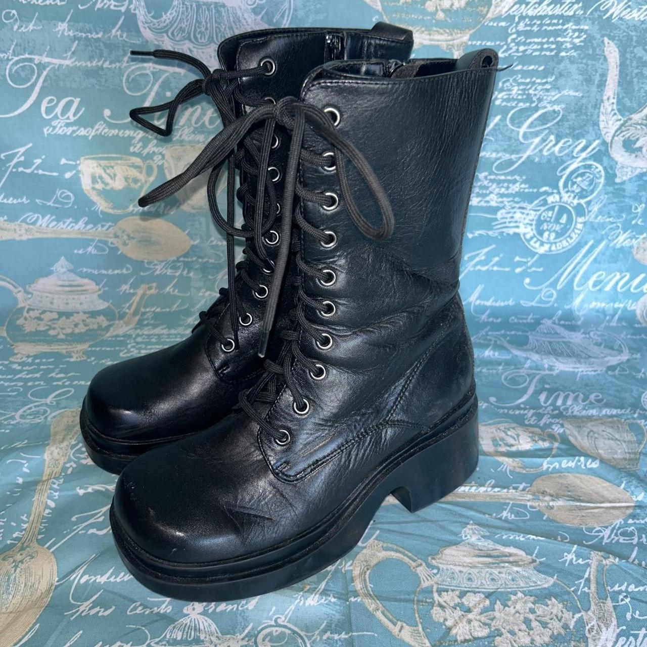 Vintage chunky platform combat boots. Vintage real... - Depop