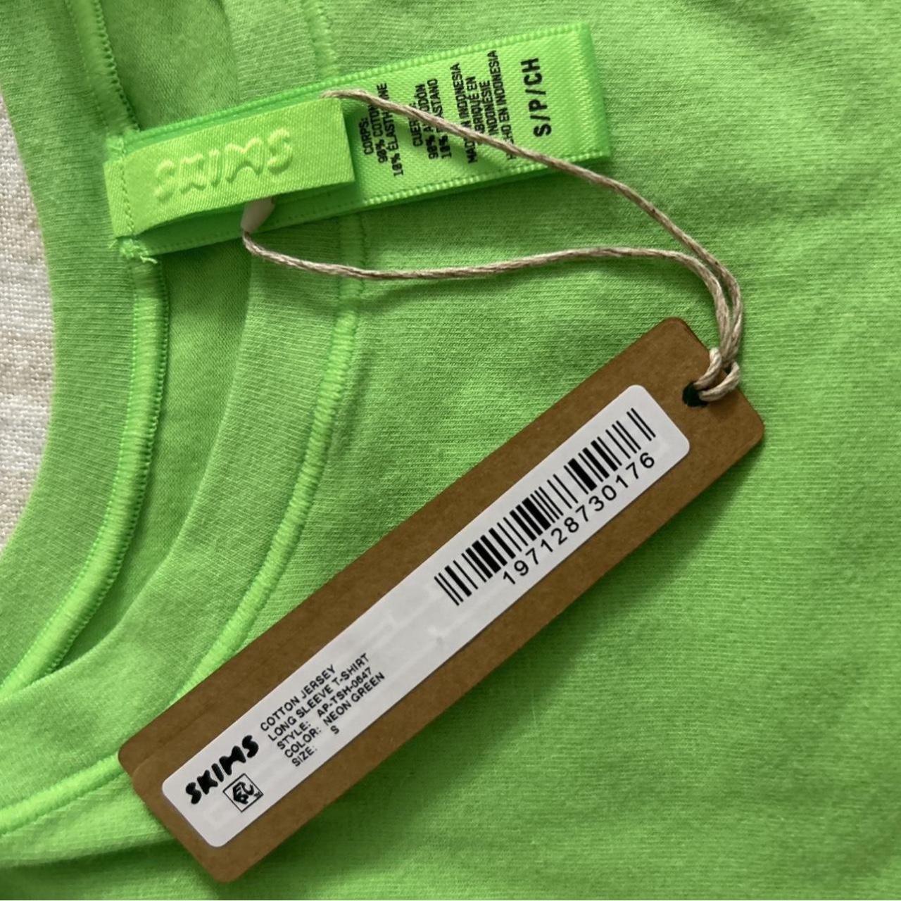 NWT Skims Cotton Jersey Long Sleeve Neon green Depop