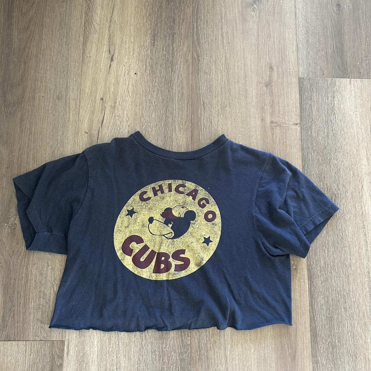 vintage navy chicago cubs MLB cropped t-shirt ⚾️ - - Depop
