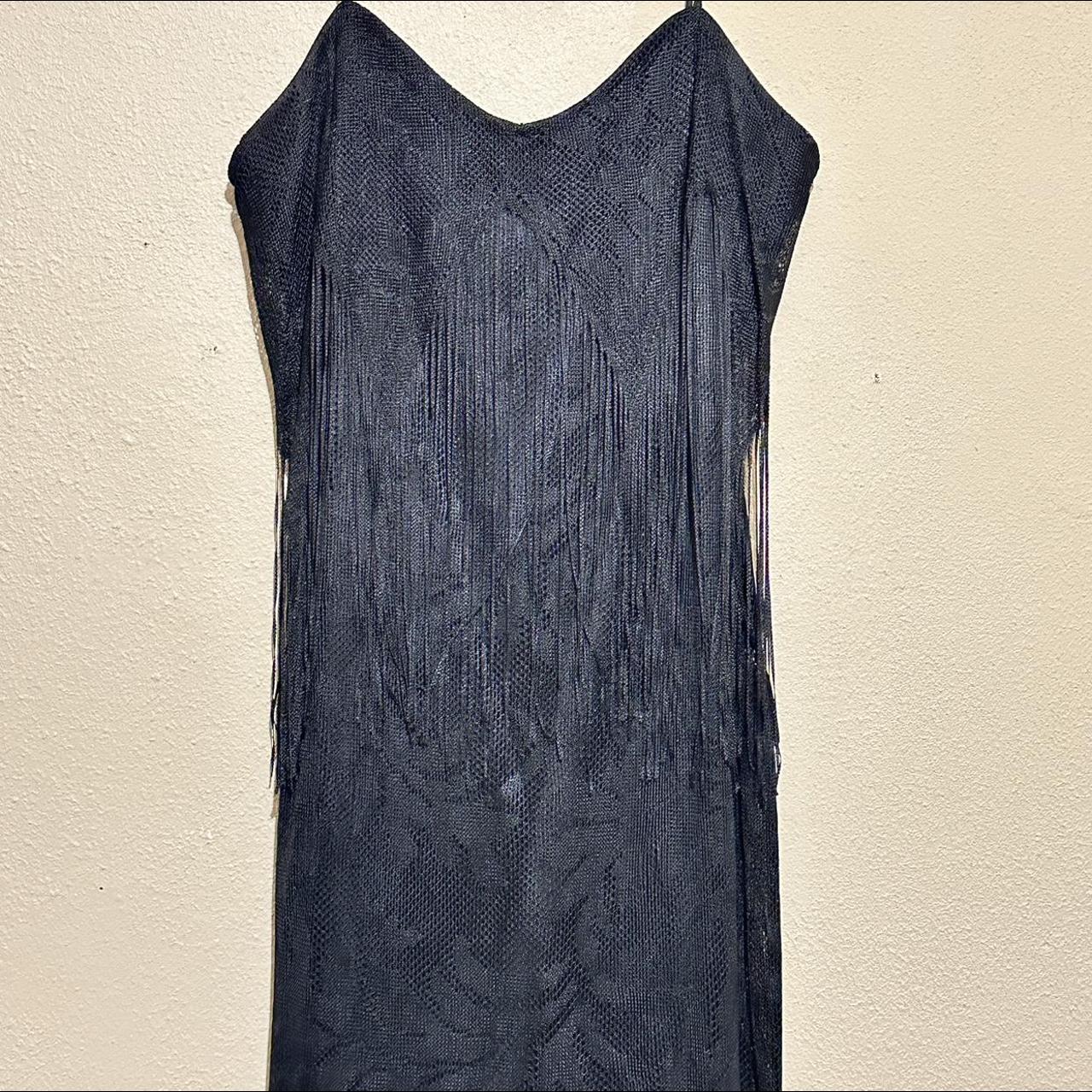 Vintage Nuance 80s 90s Fringe Flapper Black Mini... - Depop