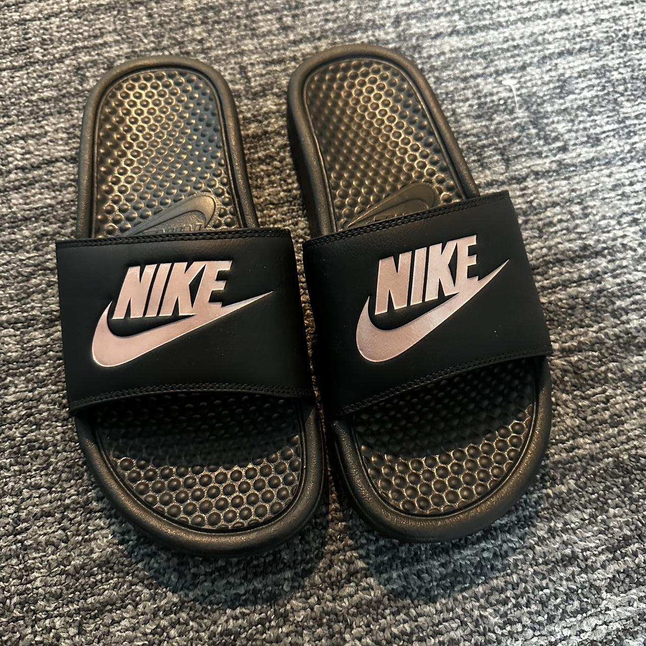 nike slides with roses