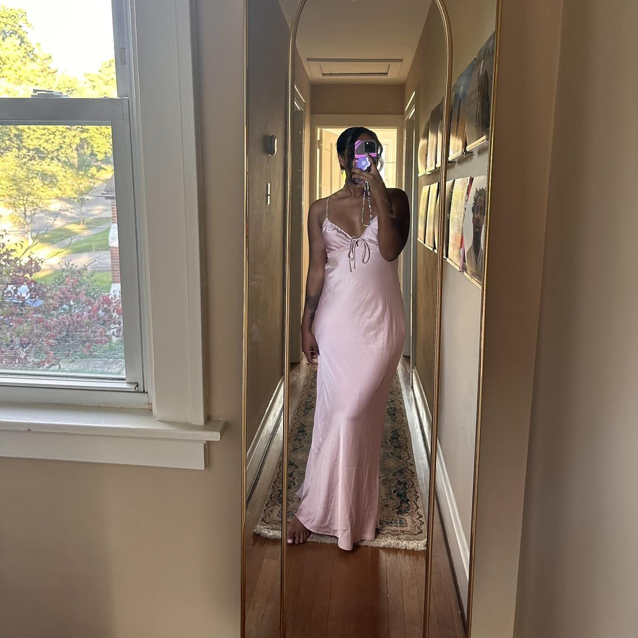 Princess Polly pink maxi silk dress! This dress was... Depop