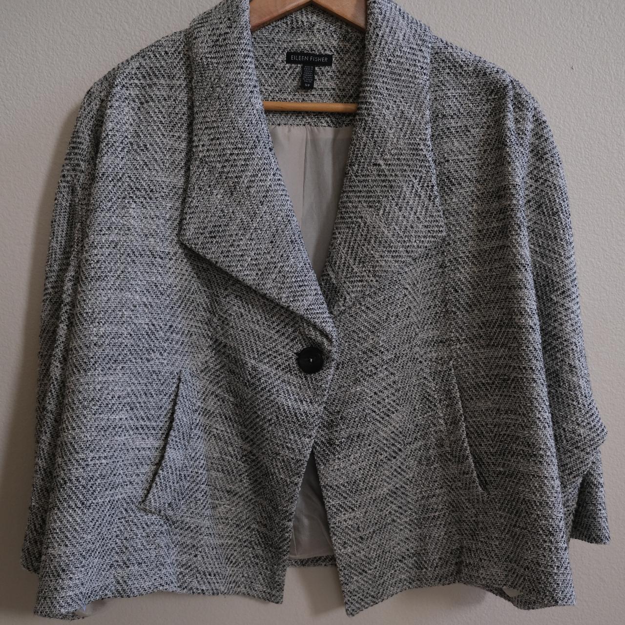 Eileen Fisher herringbone swing jacket with dolman... Depop