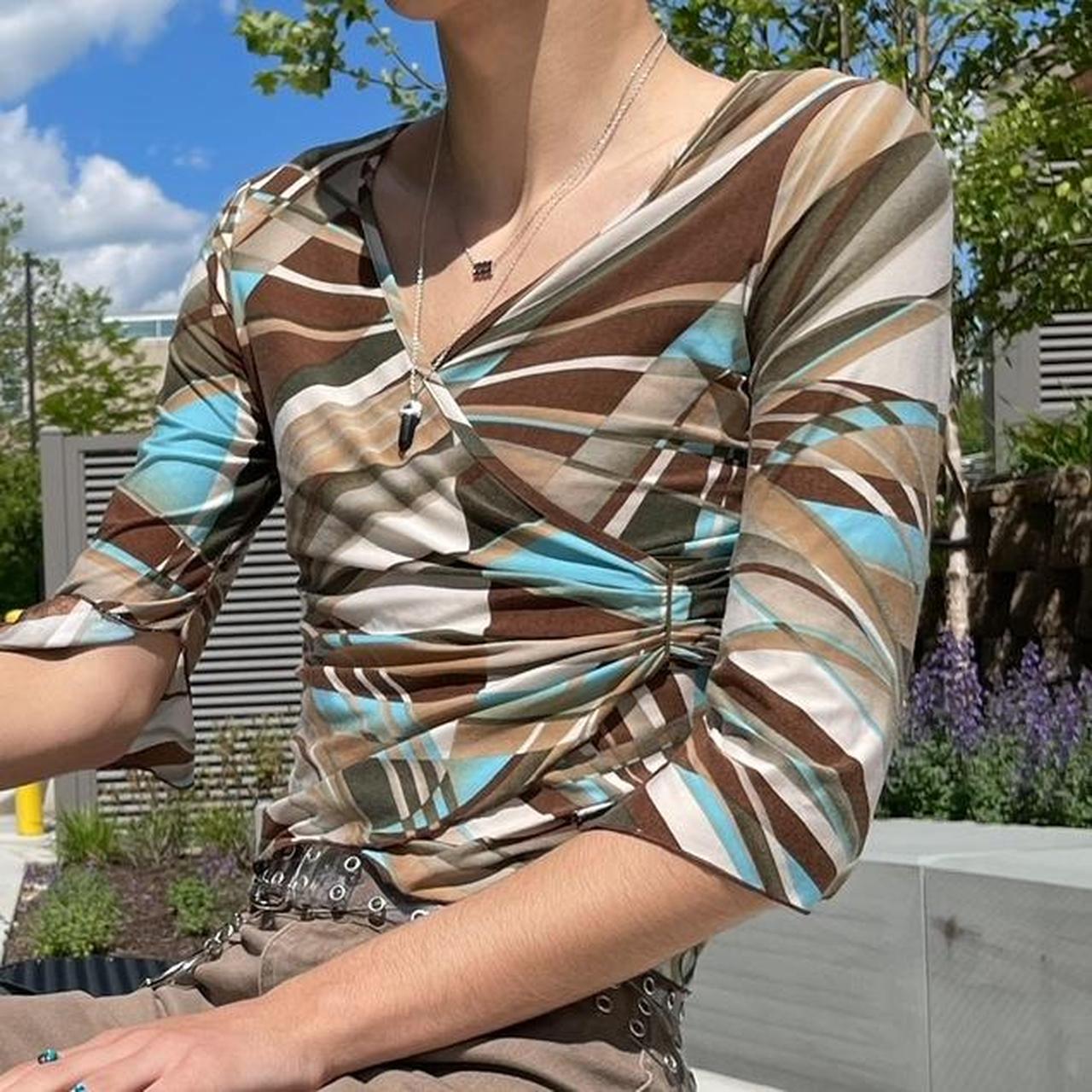 Alpine Butterfly Women's Blue and Brown Crop-top