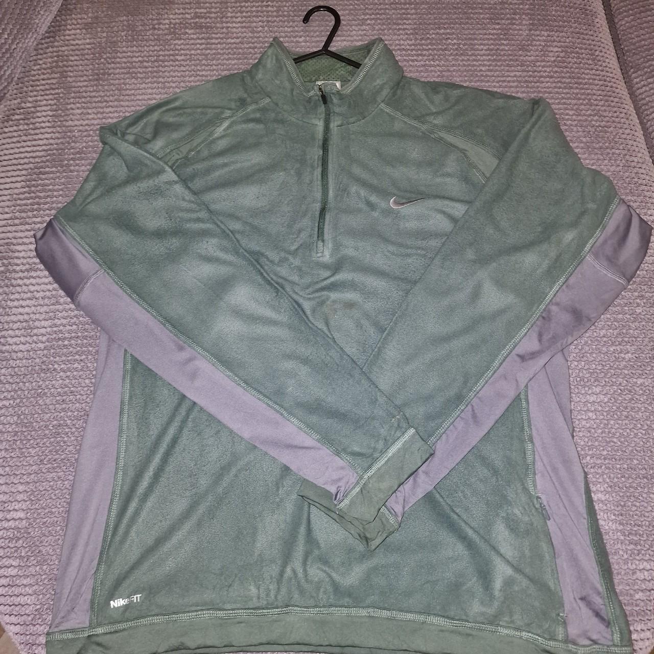 Green and Grey Nike Base Layer with quarter... - Depop