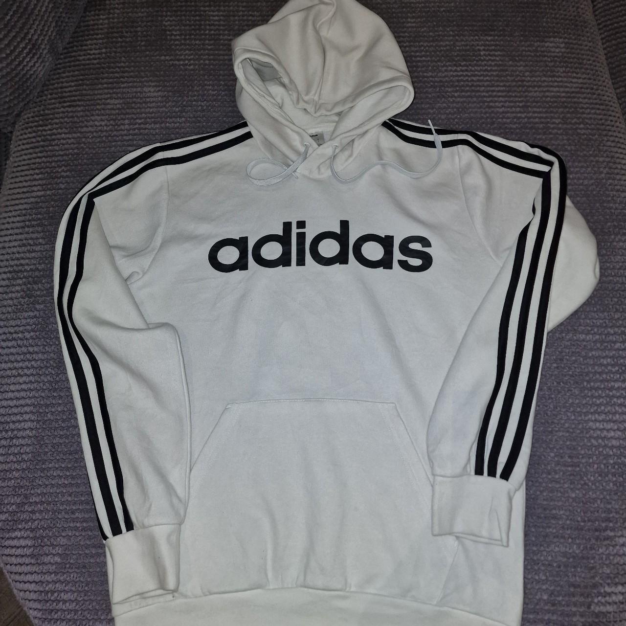 Adidas Men's White And Cream Hoodie 