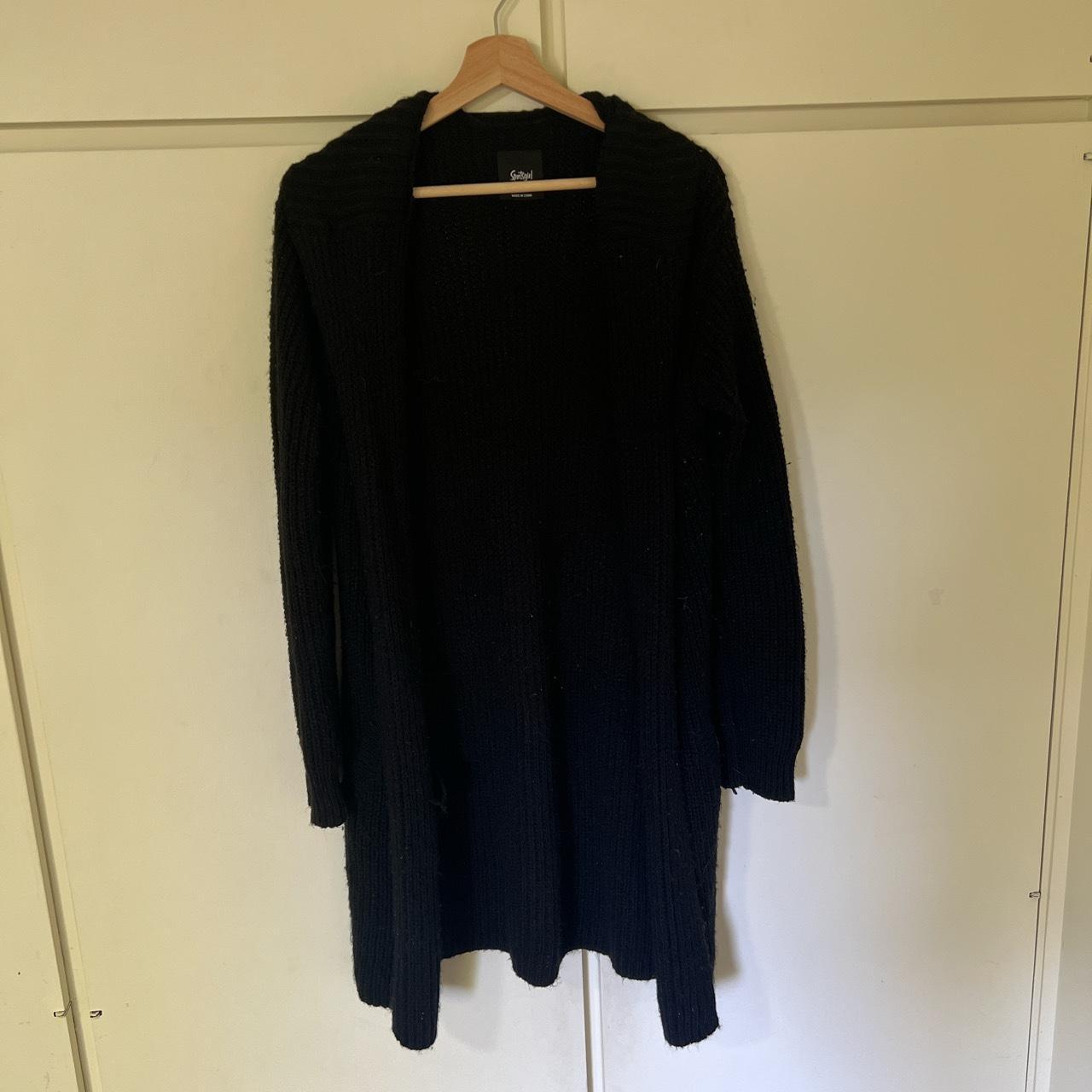 Long Black Sportsgirl Cardigan Cute folded collar... - Depop