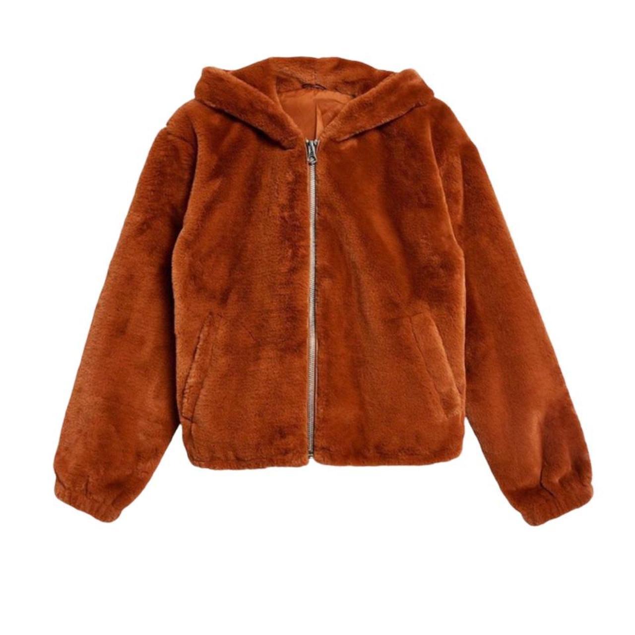 topshop burnt orange rust brown faux fur Depop