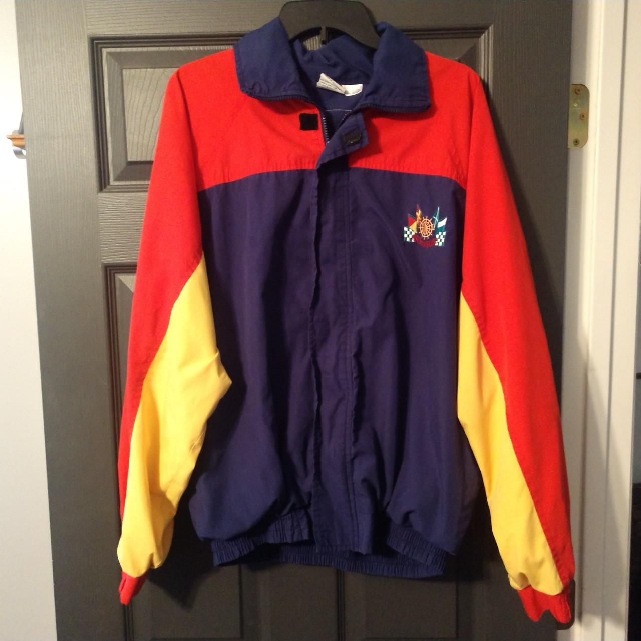 Yellow blue hot sale red jacket