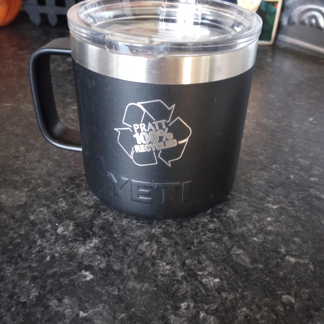 Yeti logo black insulated mug silver lining coffee - Depop