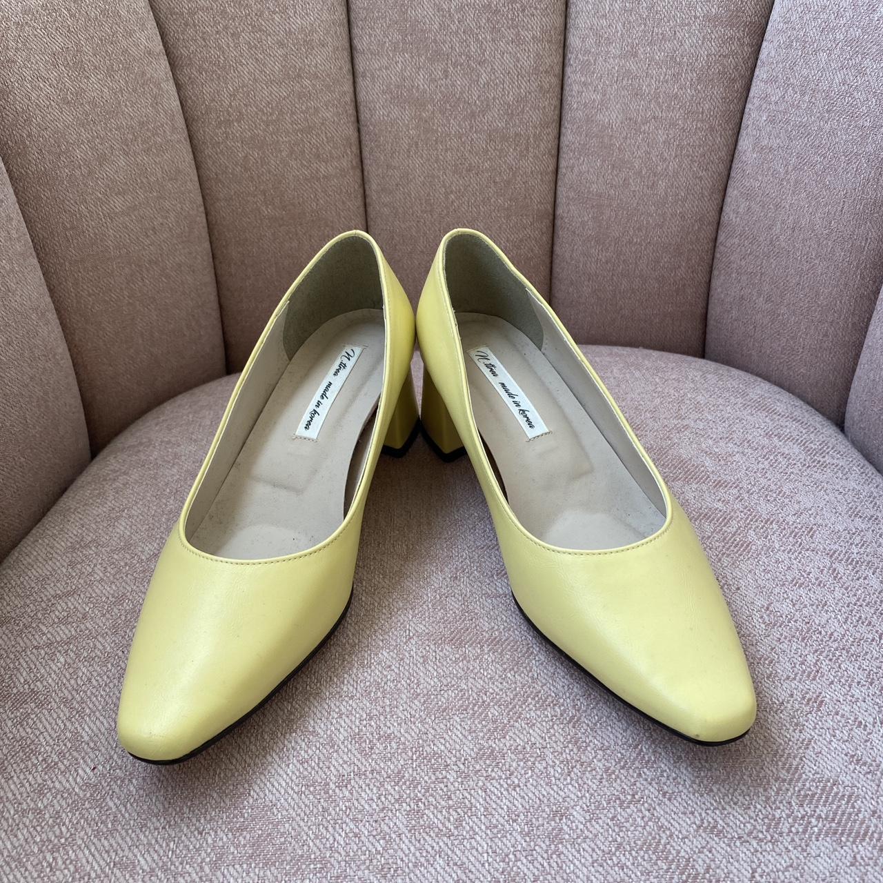 Lemon yellow kitten heels So cute so comfy Never. Depop