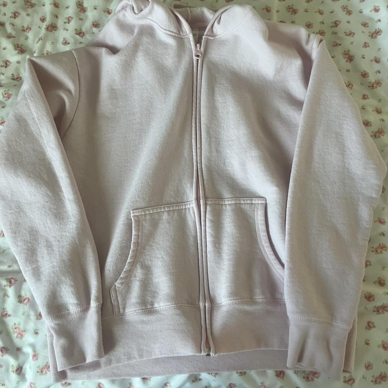 Hanes Women's Pink and White Hoodie Depop