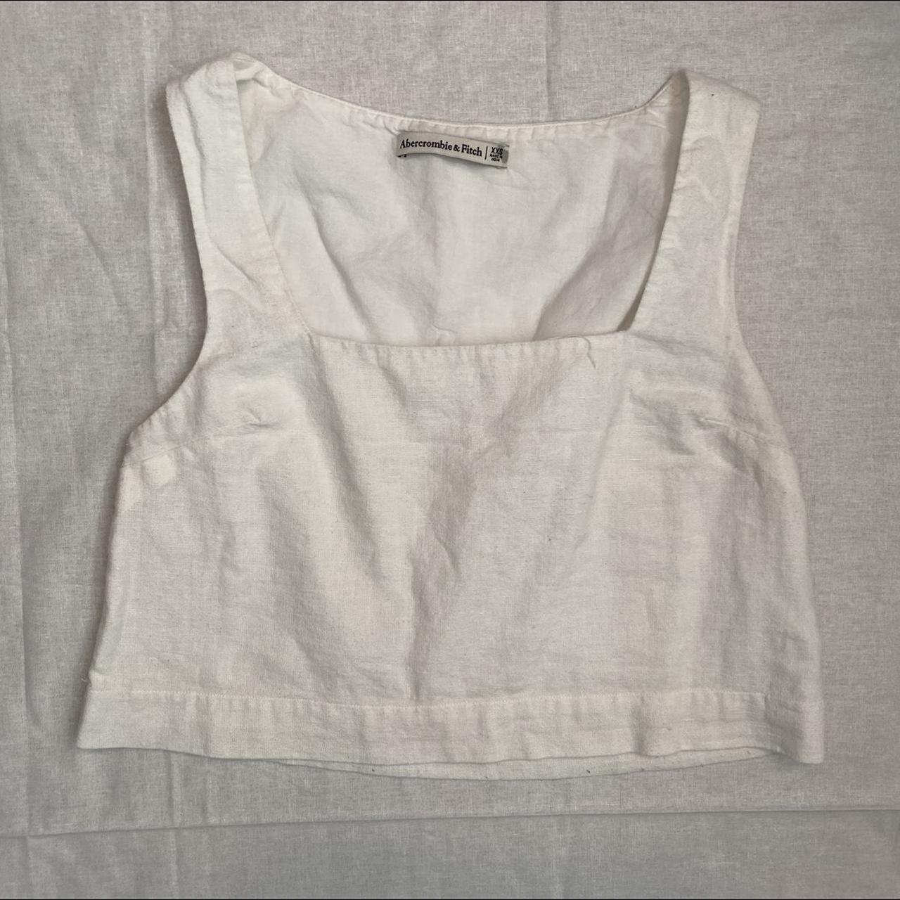 A&F WHITE LINEN CROPPED TANK • perfect top for... - Depop
