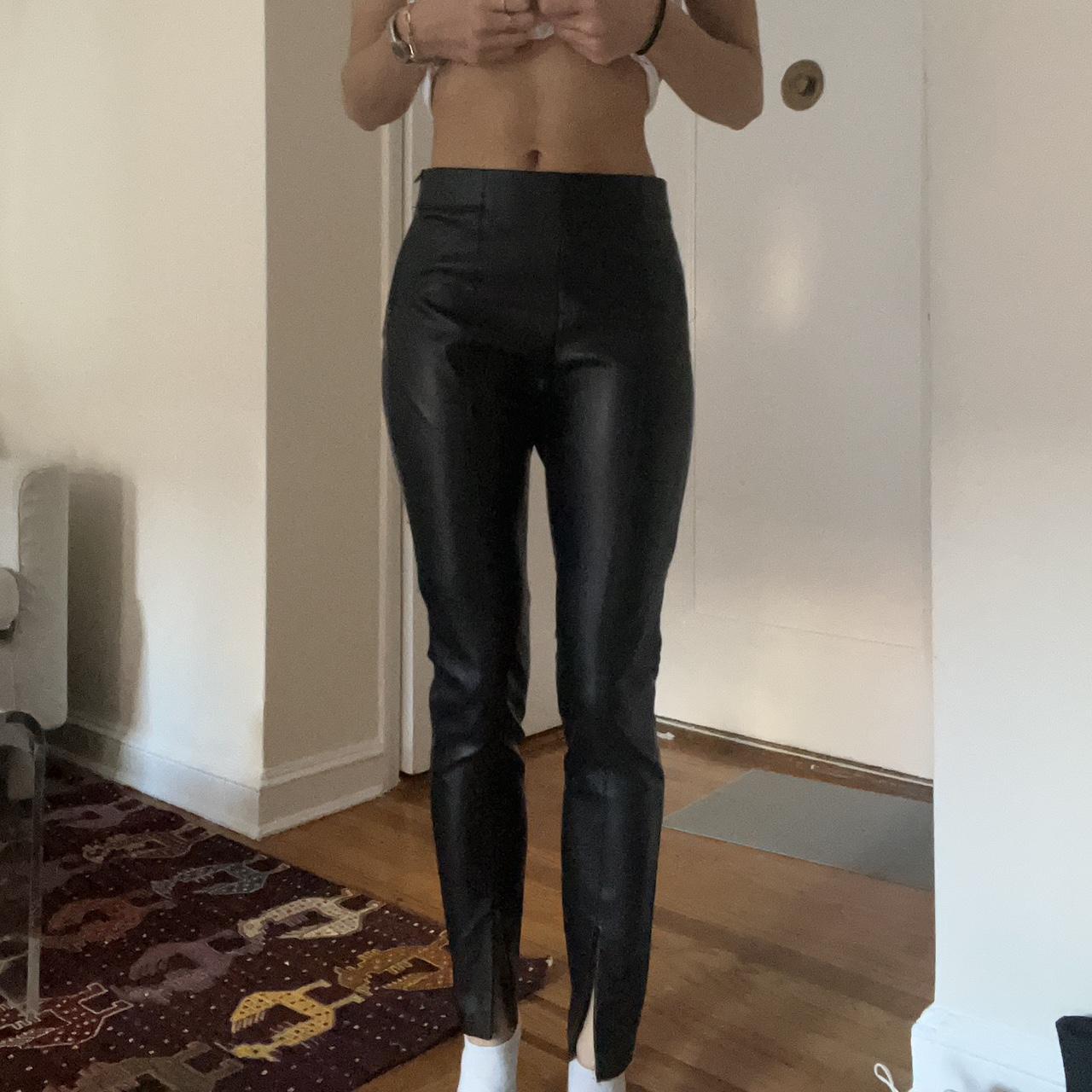 Zara faux leather pants, has zips at the bottom - Depop