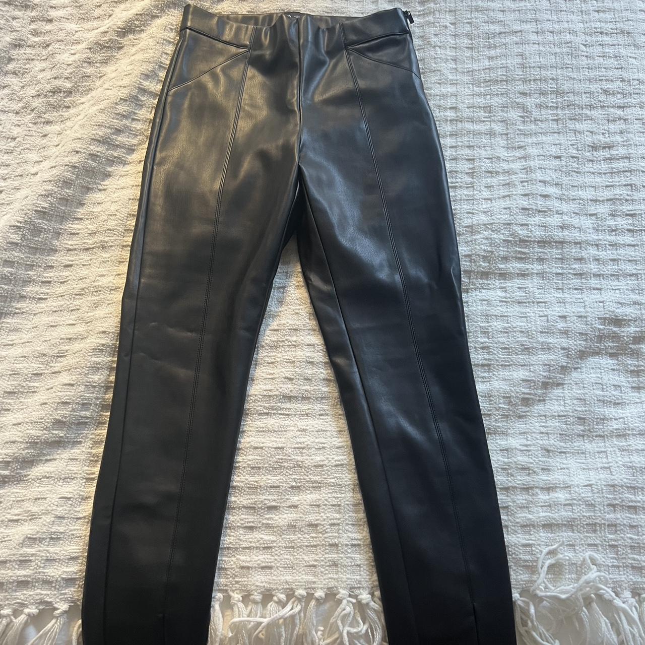 Zara trf 'extra long' faux leather trousers, size XS - Depop