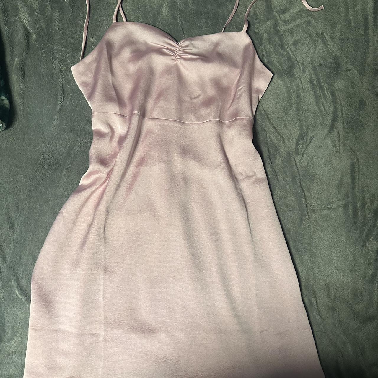 silky pink coquette, formal party dress Spaghetti... - Depop