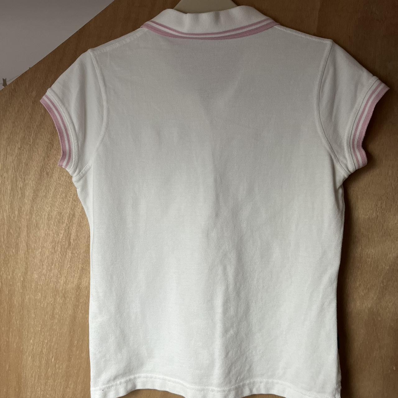 y2k white and pink Playboy polo top., White polo