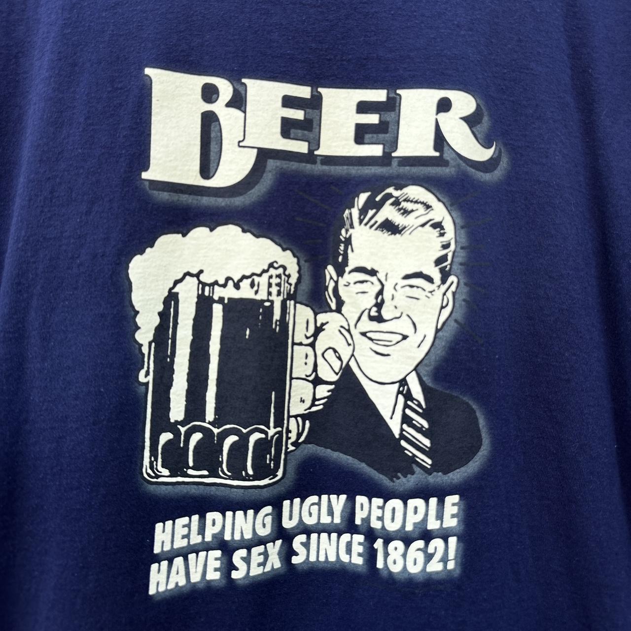 Beer Shirt; 90s Funny Tagged XL, measurements... - Depop