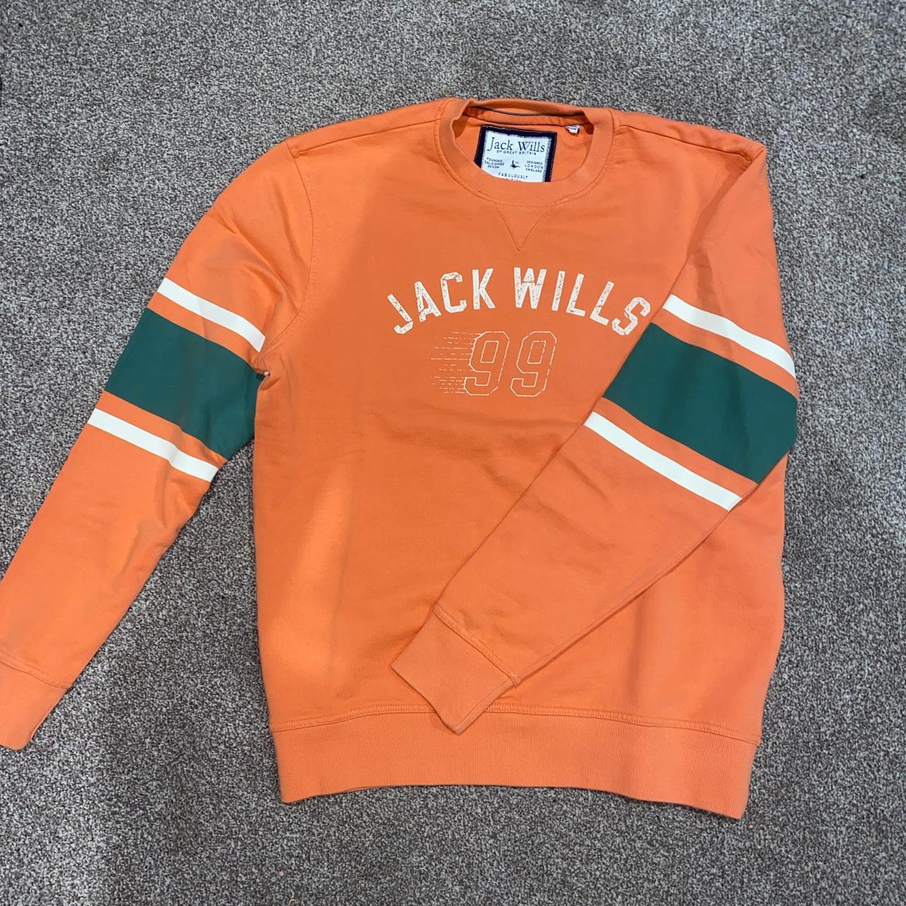 Jack Wills Men's Green and Orange Sweatshirt Depop
