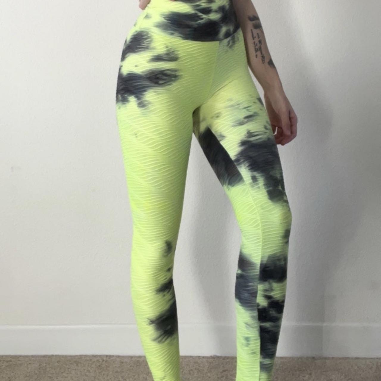 Neon Yellow Tiedye Leggings NWOT!!! Super Depop